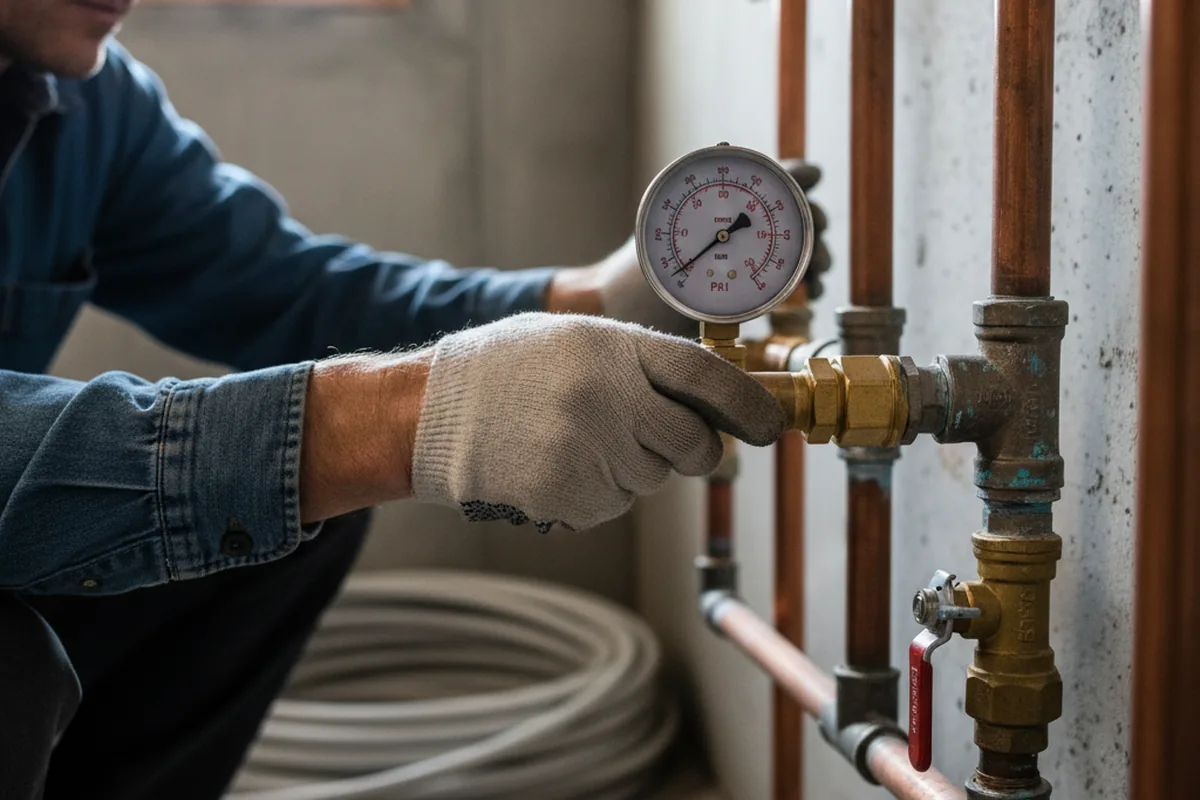 Pressure testing a repaired line during Water Line Repair in College Corner